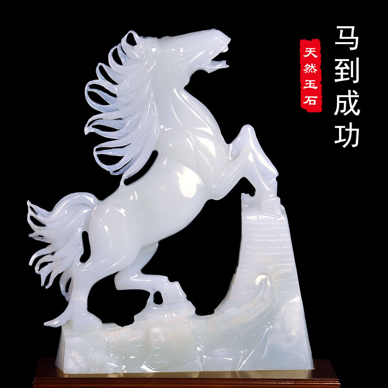 玉石马上封侯摆件工艺装饰中式客厅玄关办公室老板桌祝福送礼领导