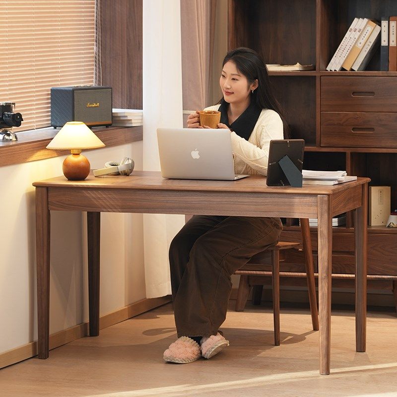 北美黑胡桃木书桌全实木书房书桌电脑桌家用北欧长方形写字桌简约