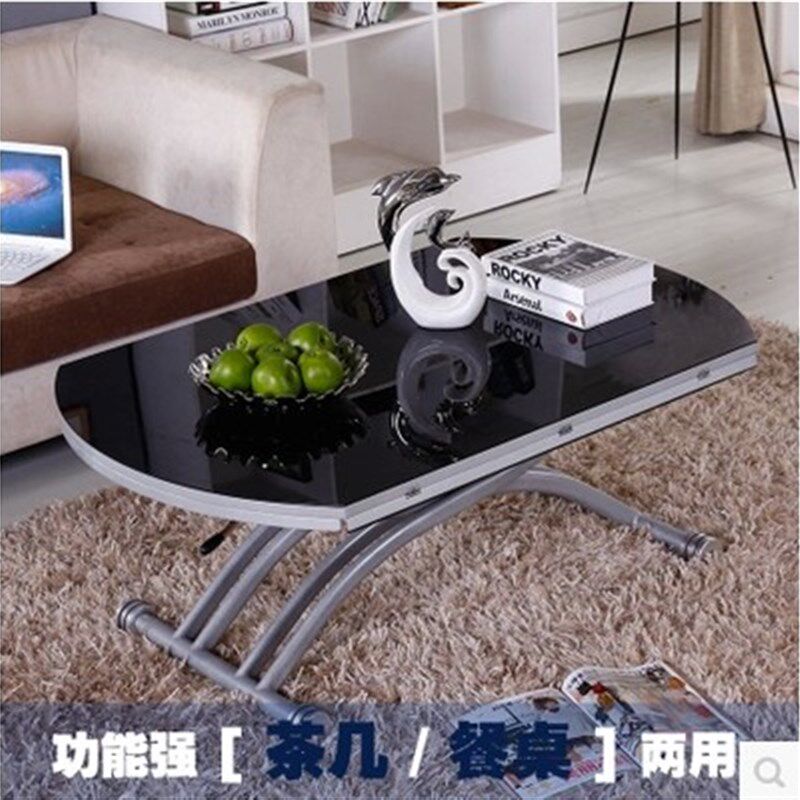 小户型包邮圆形多功能钢化玻璃折叠伸缩升降几变餐桌两用茶几创意