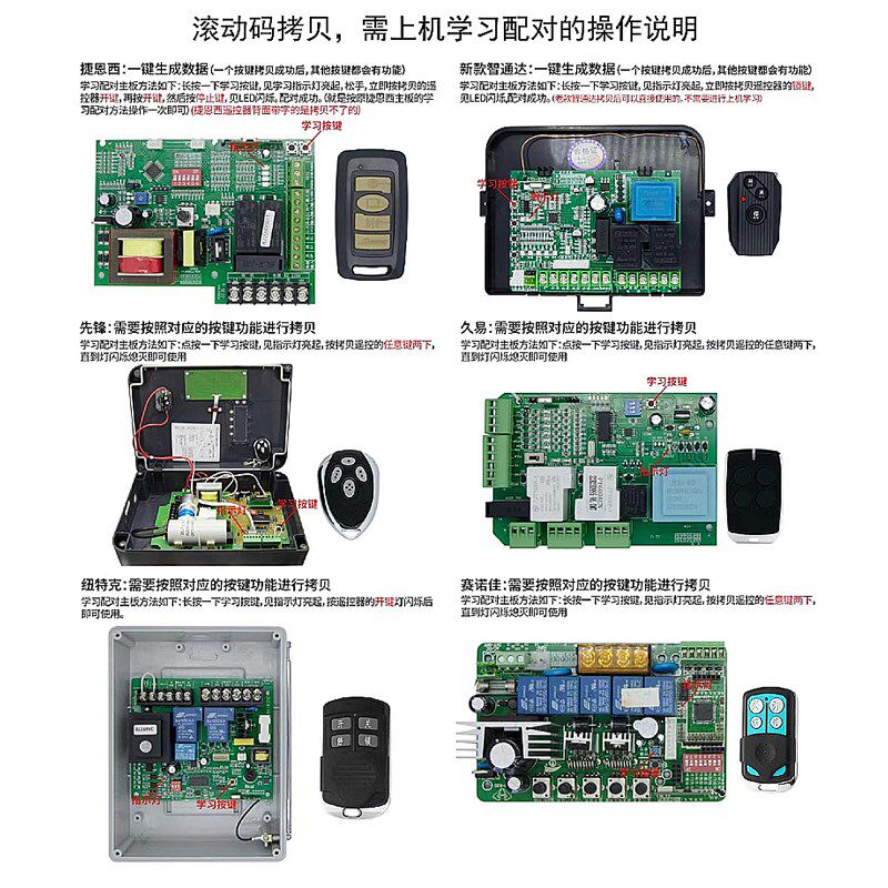 道闸门卷帘门车库门电动门多八合一遥控器全频对拷贝型万能通用型图片