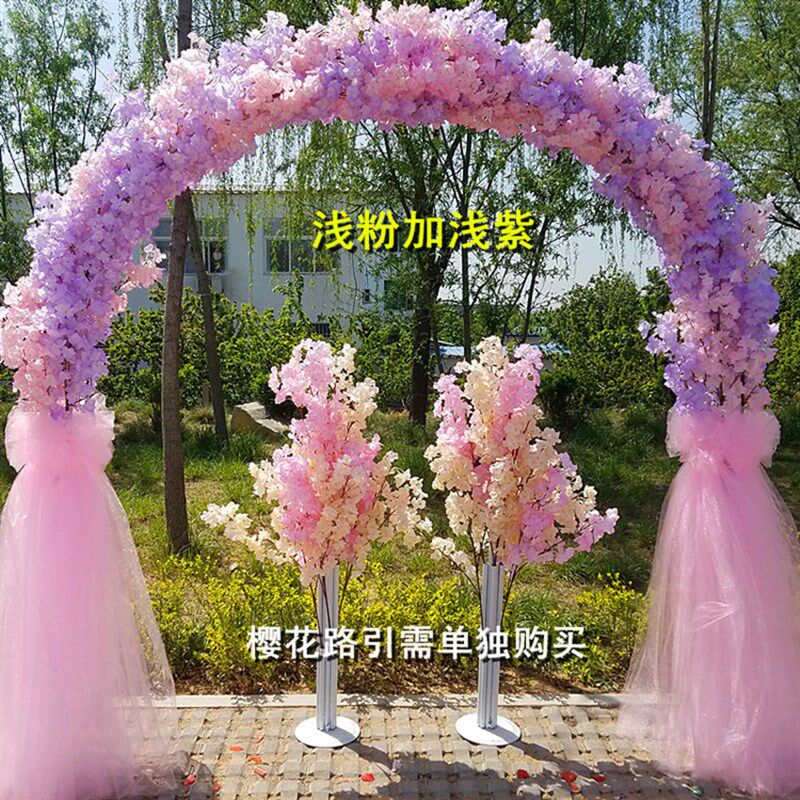 新款铁艺婚庆拱门樱花幸福门绢花花门花架开业店庆婚礼装饰现场
