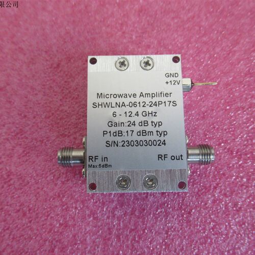 6-12.4GHz 24dB增益 17dBm功率 噪声系数4.5dB 射频通用放大器