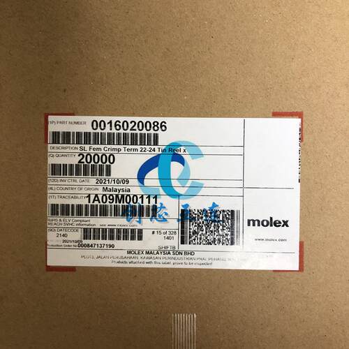 MOLEX连接器16-02-0086 16020086 0016020086 线规:22-24AWG 端子