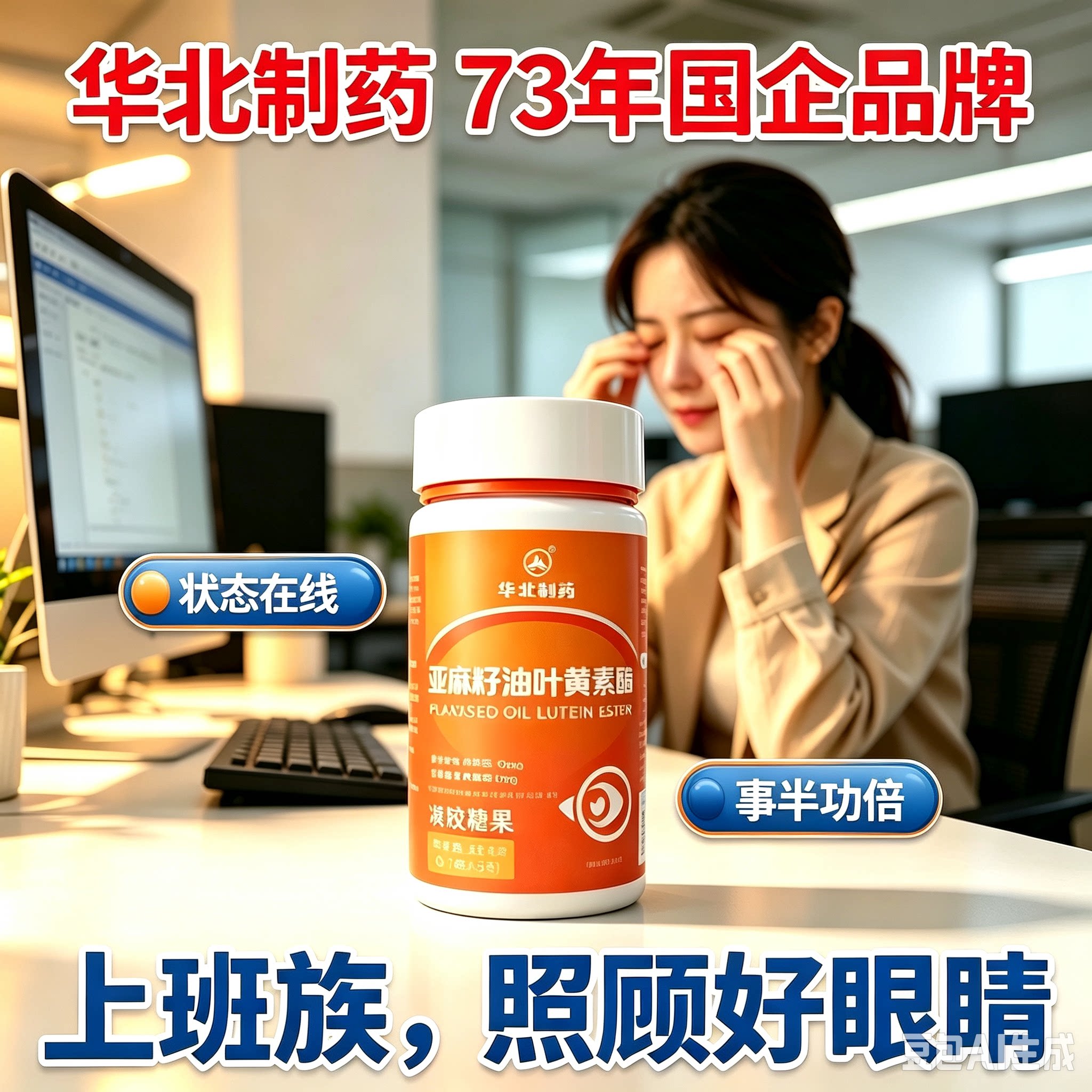 【华北制药】亚麻籽油叶黄素酯液态上班族办公室白领久看电脑手机图片