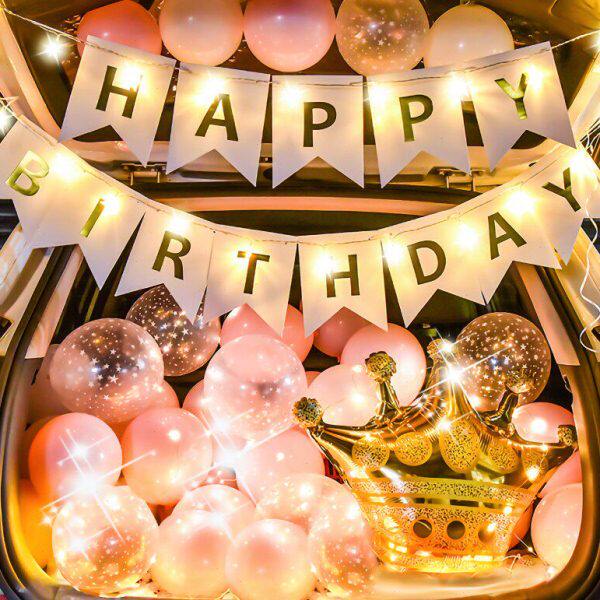 后备箱生日惊喜男孩女孩生日场景布置装扮浪漫生日车尾箱女儿网红