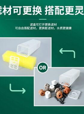 。背滤盒鱼缸一体背挂式侧过滤增氧水循环潜水泵亚克力水族箱侧滤