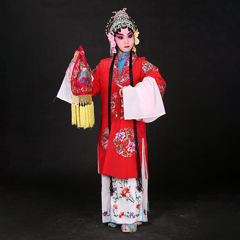 儿童女团花披 京剧戏曲花旦舞蹈演出服装青衣锁麟囊薛湘灵戏服