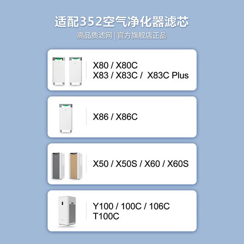 适配352空气净化器滤网x50/60/y100/x80/83/86/88/c过滤芯套装