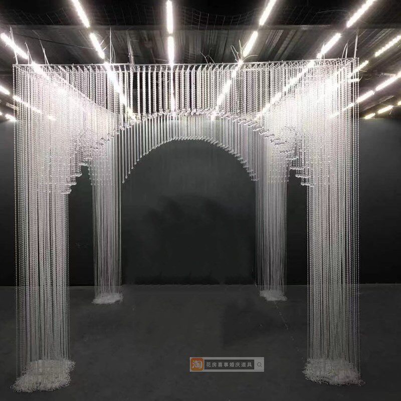 创意婚庆压克力珠帘拱门仪式水晶门婚礼舞台四方拱门布置装饰道具