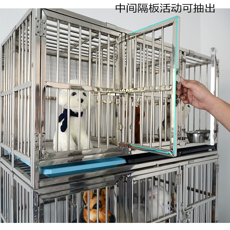 不锈钢狗笼子九门九格折叠宠物笼泰迪双层三层组合寄养不锈钢笼子
