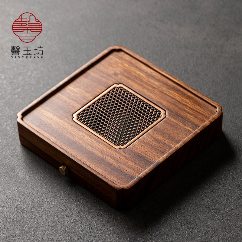 胡桃木茶盘实木壶承干湿双用小型干泡台排水泡茶台圆形养壶垫托盘