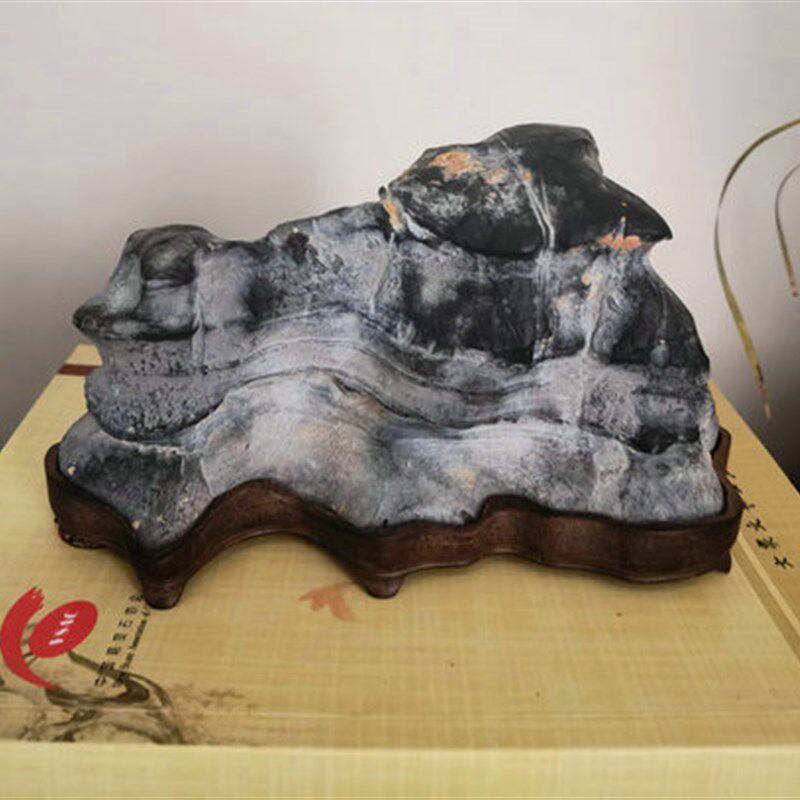 灵璧石精品灵壁石磬石莲花磬石原石纹石案头小品石小山形奇石摆件