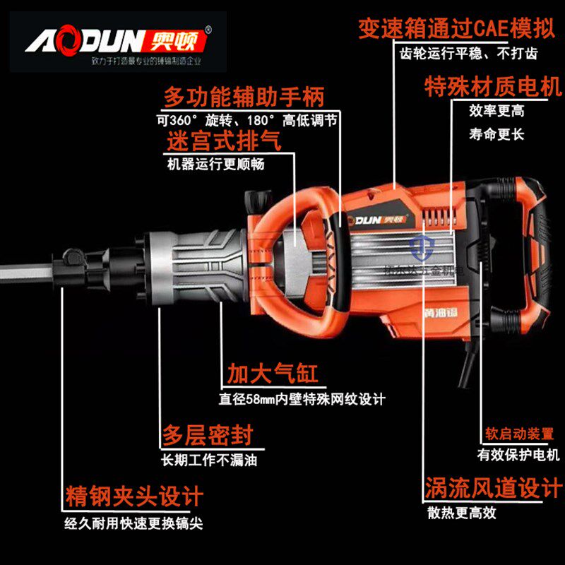 奥顿911工程款单用黄油电镐工业级大功率重型混凝土破碎拆墙镐