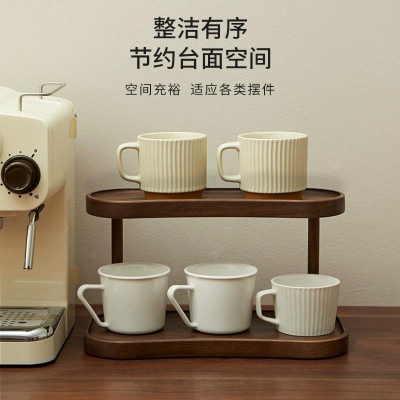 化妆品收纳盒桌面香水口红置物架实木复古梳妆台护肤品首饰收纳
