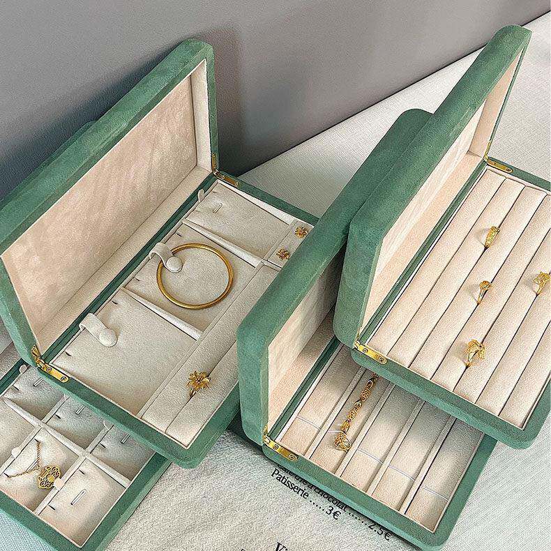 珠宝首饰收纳盒高级感项链戒指展示盒饰品盒子羊皮绒轻奢手链陈