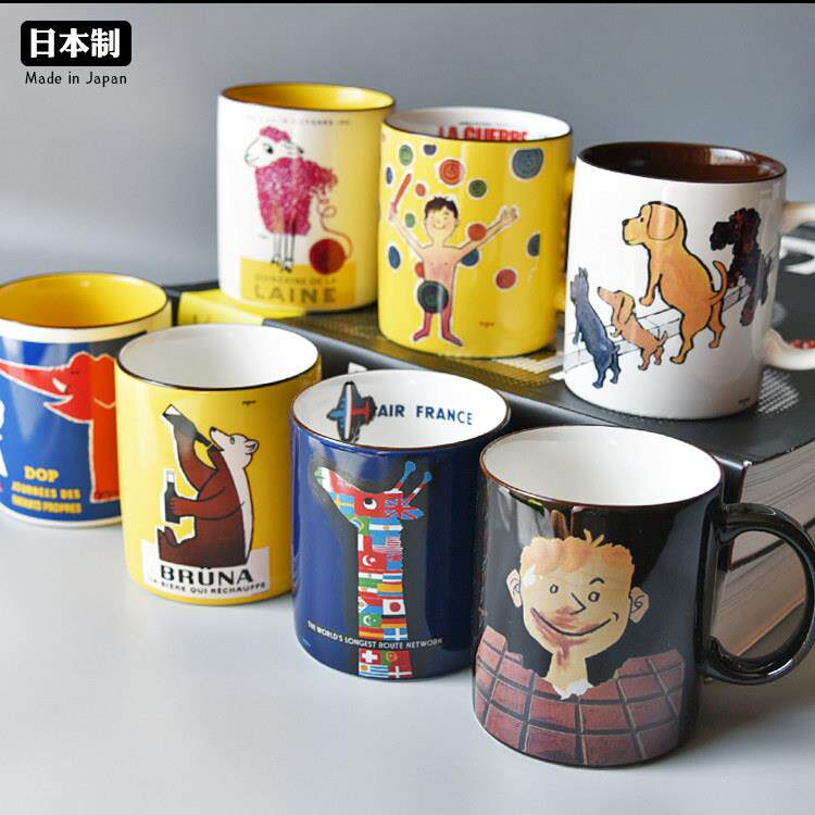 慧谷湖 日本进口AITO美浓烧马克杯可爱卡通儿童陶瓷杯办公室咖啡