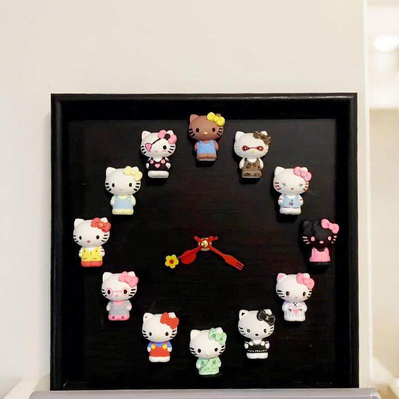 hellokitty时钟石膏娃娃手绘diy钟表摆件送闺蜜朋友生日礼物闹钟
