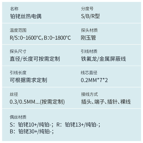 R/S型B型铂铑热电偶0-1800度99刚玉管热电阻高温炉测温温度传感器