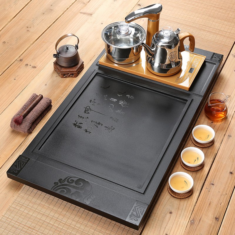 友尚茶盘乌金石套装电磁炉一体家用托盘简约复古功夫茶台石材茶海