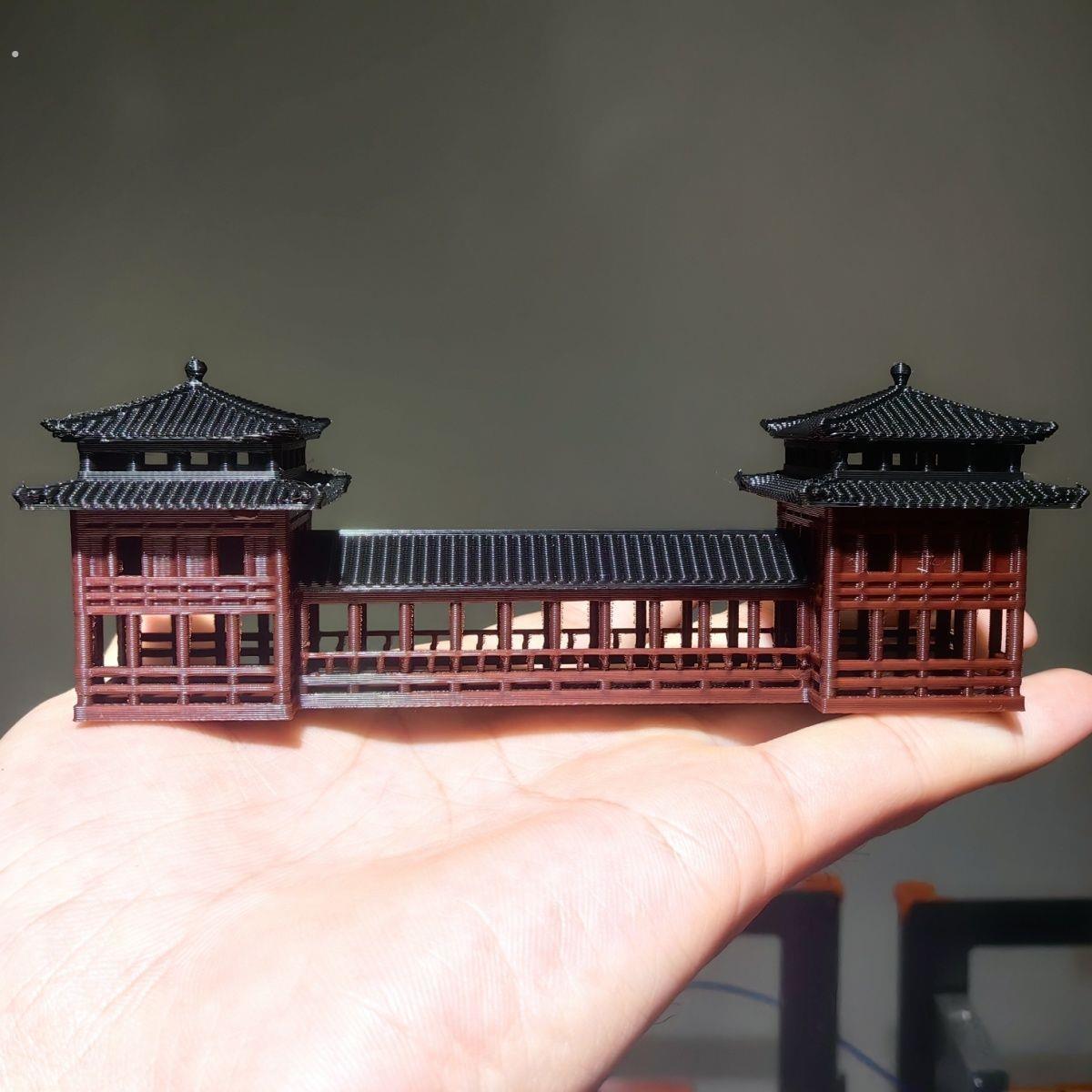 中式古建筑模型长廊桥梁假山造景连廊水陆缸微景观盆景造景小摆件