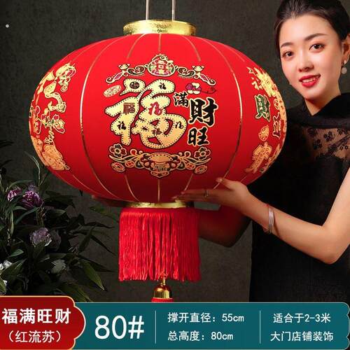 灯笼别墅大门口一对2026年新款春节过年阳台新年装饰福字大红灯龙