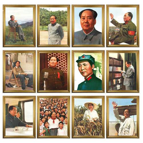 住宅主卧客厅中堂装饰墙画挂画像毛席像墙画毛择东挂相框纪念像贴