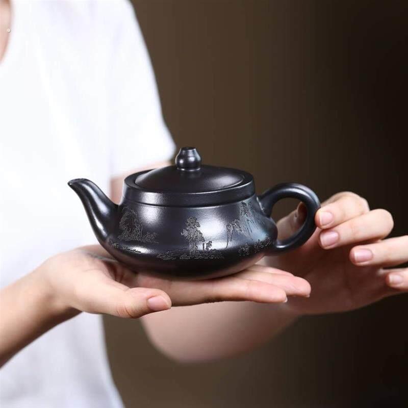 紫砂壶泡茶专用正宗壶原矿陈腐石黄料山水卡盖曲壶高档功夫茶壶茶