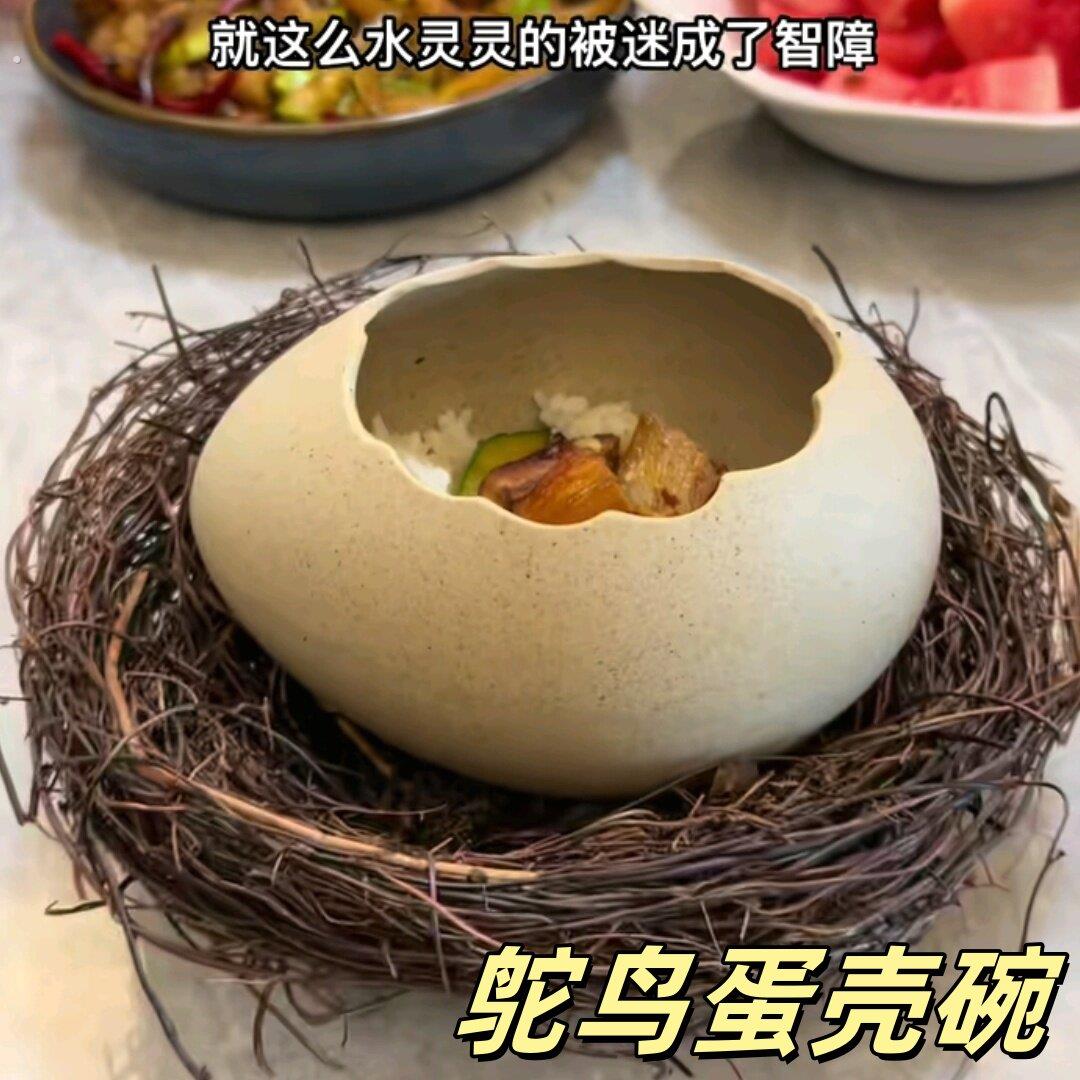 蛋壳碗创意鸵鸟蛋餐具甜品店摆盘生日特色餐厅拍照餐盘鸟窝创意碗