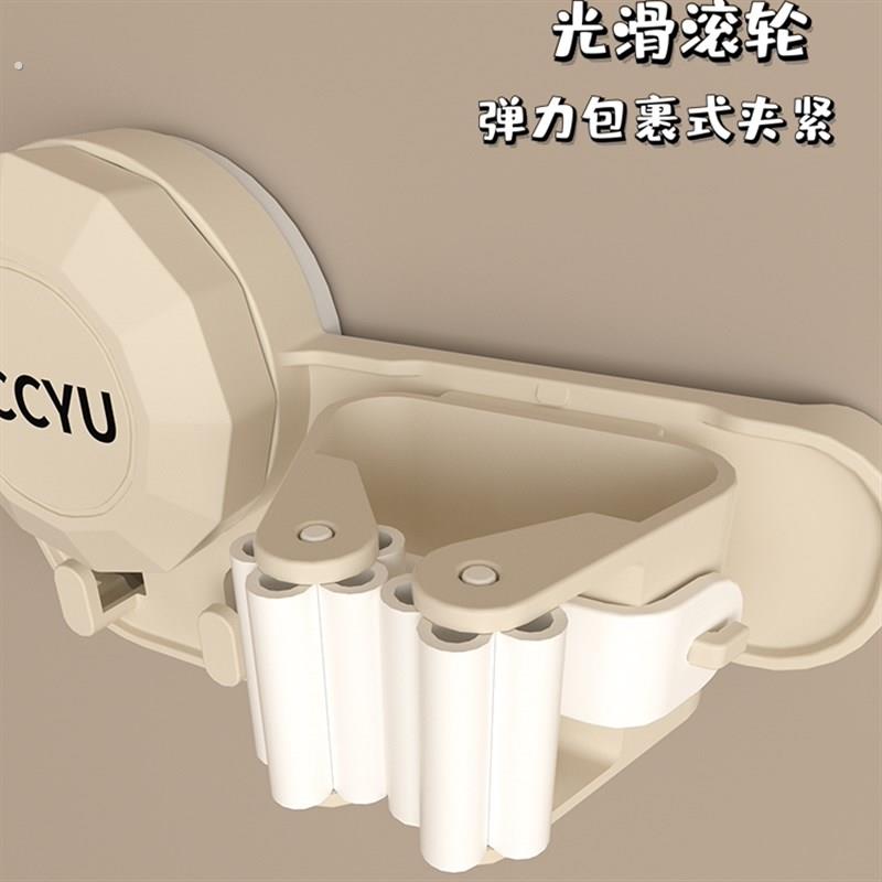 吸盘拖把夹挂钩壁挂式免打孔家用置物架卫生间浴室收纳上墙收纳夹