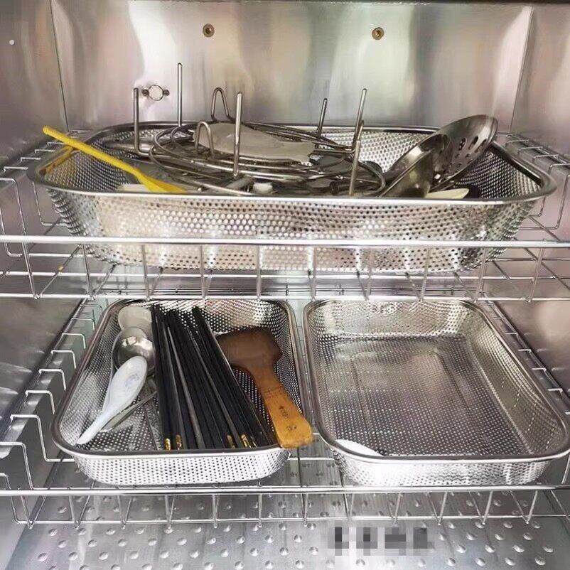 消毒柜内置托盘不锈钢筷子篮沥水勺子筷子收纳盒长方形沥水架碗筐