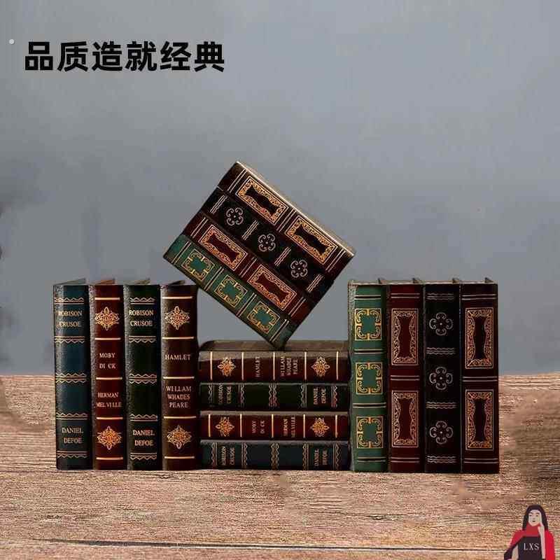 假书道具欧式复古仿真书收纳盒装小饰品摆件公室书本模型拍照道具