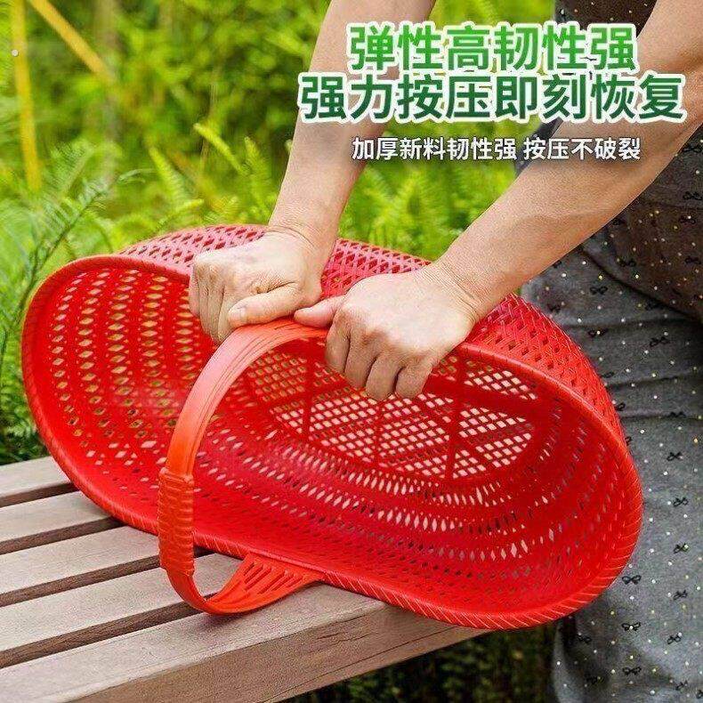 手提篮子瓜果蔬菜鸡蛋菜篮家用手提竹篮结婚送礼防蜂手套购物篮
