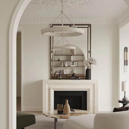 美式实木新款经典壁炉架客厅背景墙装饰靠墙柜米色做旧简约玄关柜