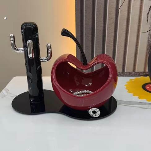 电视柜装饰摆件客厅新年入户玄关过年酒柜茶几陶瓷收纳盘轻奢高档