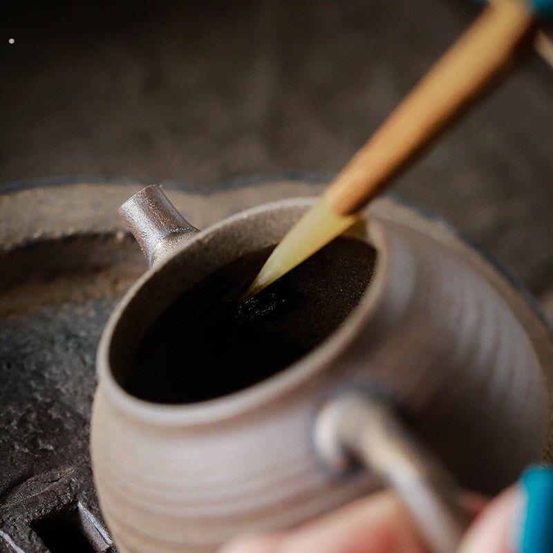 鸡翅木茶道六君子 粗陶旗袍茶筒实木六君子套装陶瓷功夫茶具配件