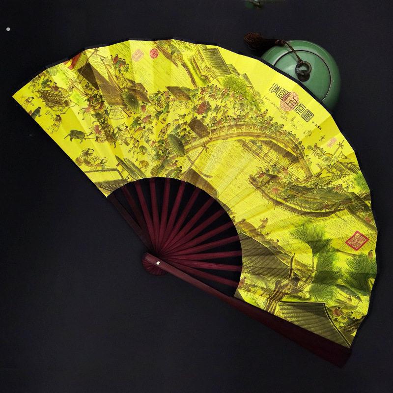 寸男扇古典十寸男士折扇竹质绢布中国风扇子