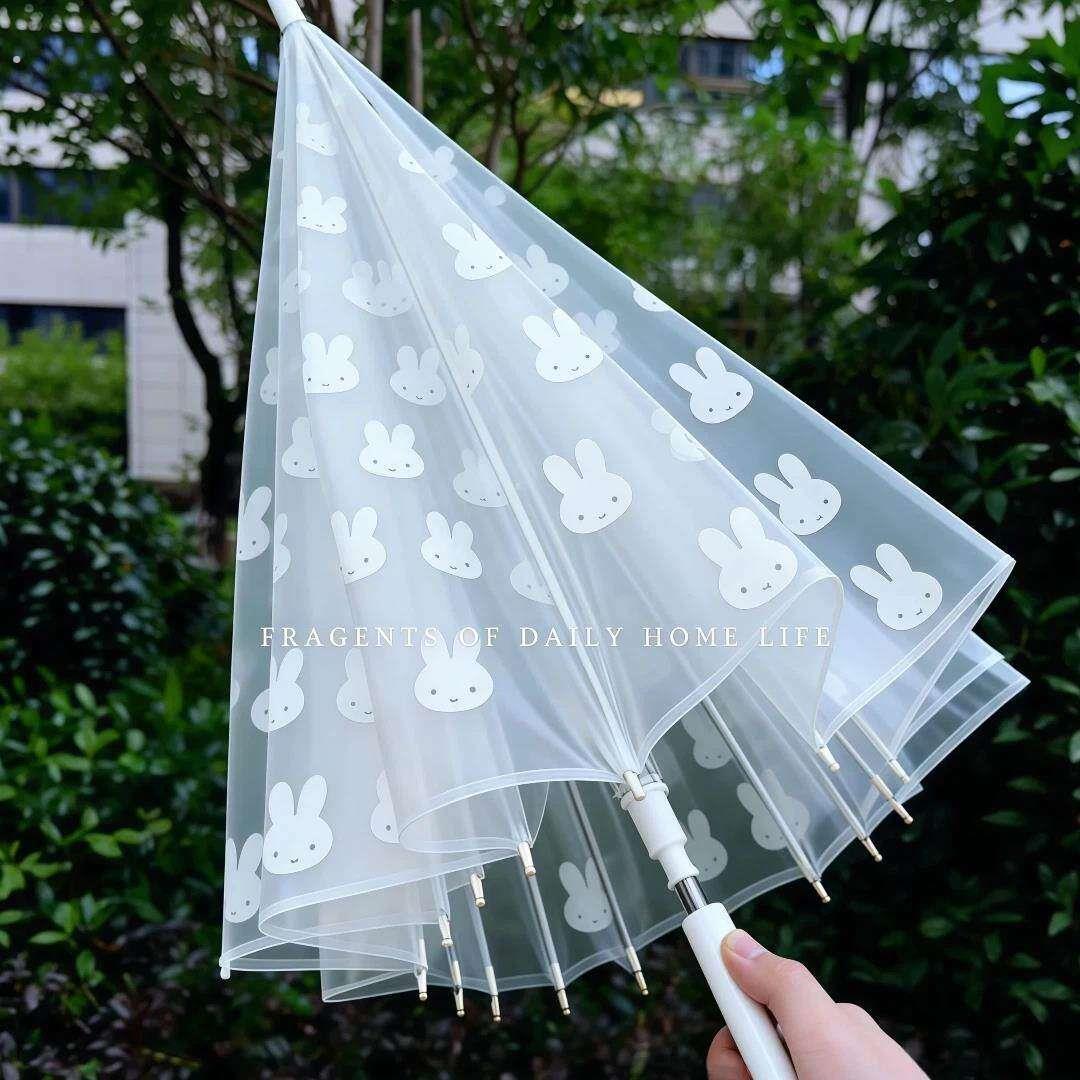 雨伞长柄伞高颜值加大加厚加固晴雨伞户外可爱创意磨砂透明雨伞