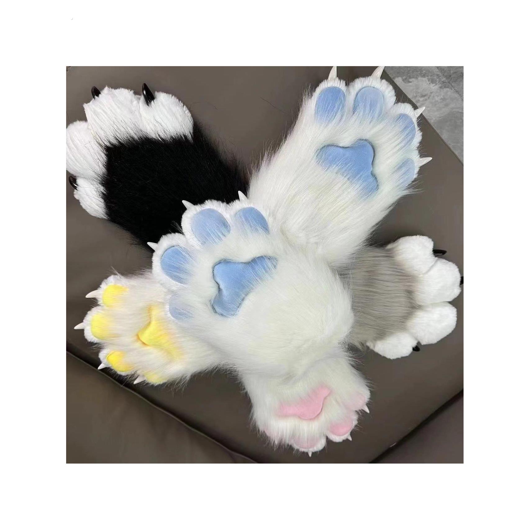 喵喵彩色毛毛服装爪子毛毛猫女孩手套爪子毛绒猫爪子手套爪子成品