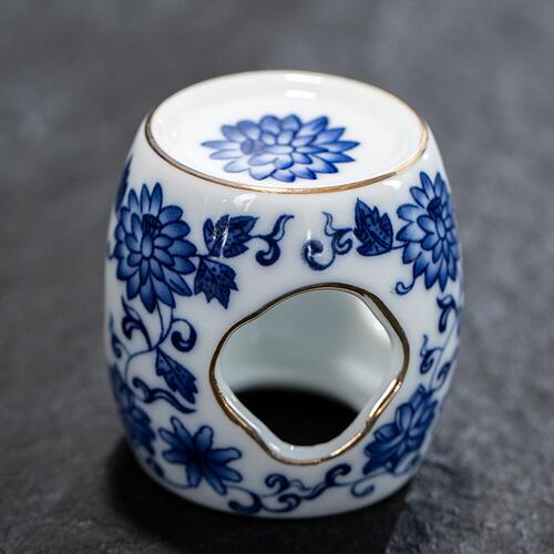 甄选复古青花瓷茶器盖置仿古陶瓷壶承盖托白瓷茶具茶道配件茶玩摆