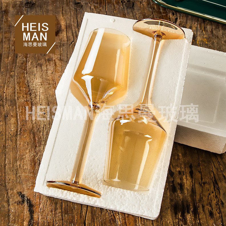 甄选轻奢勃垦地红酒杯水晶葡萄酒杯两支装礼品套装电镀脚杯对杯