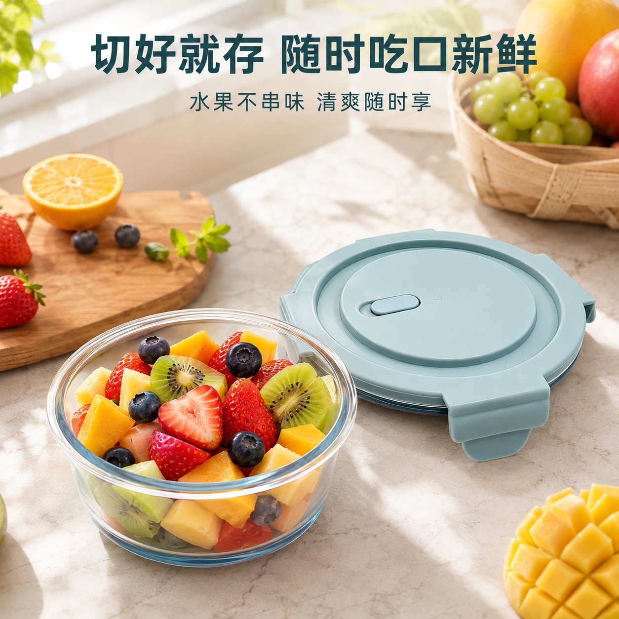 高硼硅玻璃饭盒上班族微波炉加热便当盒锁鲜保鲜盒带盖分隔保鲜碗