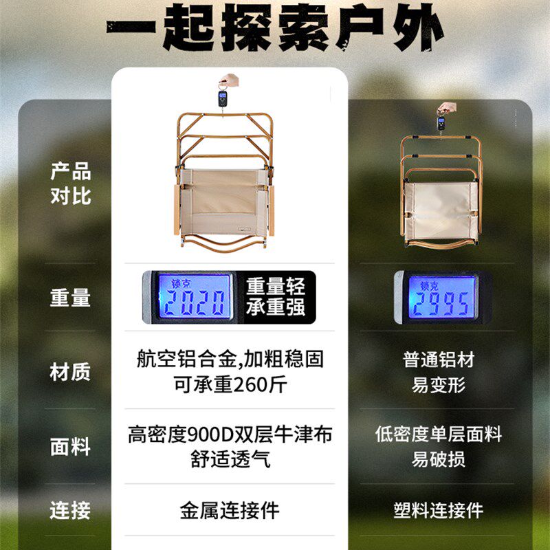 午憩宝克米特椅户外折叠椅夏天露营椅子野外钓鱼凳子沙滩野餐野营