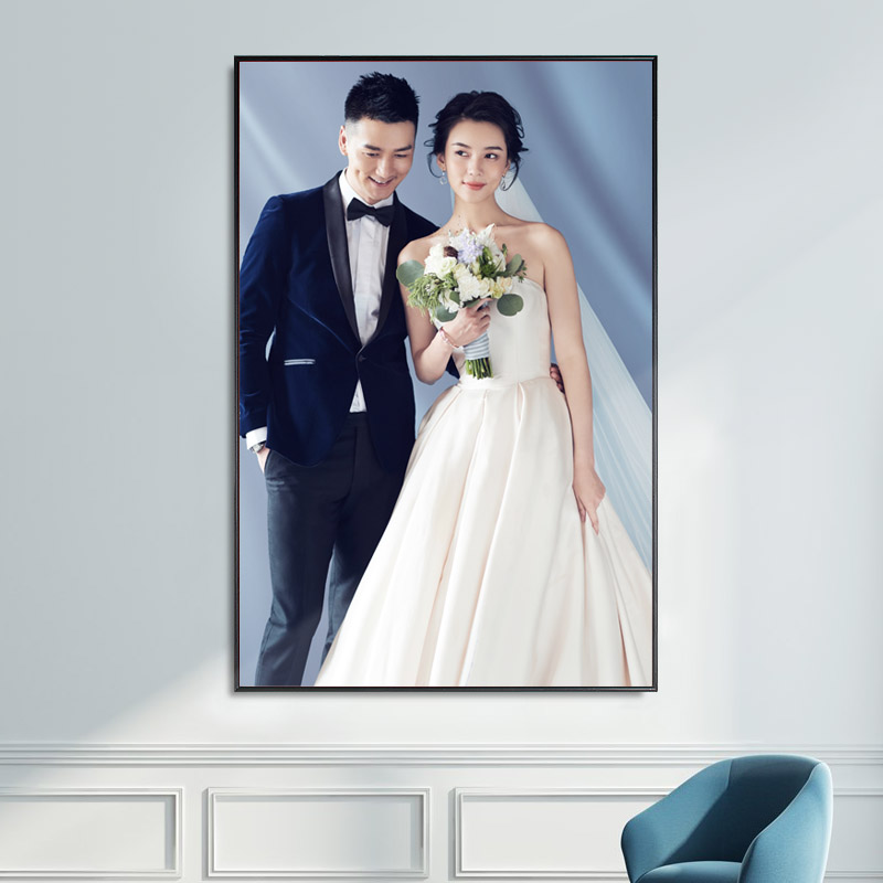 婚纱照洗照片加相框24 36 48寸挂墙简约影楼结婚照放大定制全家福