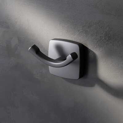 51026-BK哑黒锌合金双衣钩毛巾浴巾钩 Robe Hook