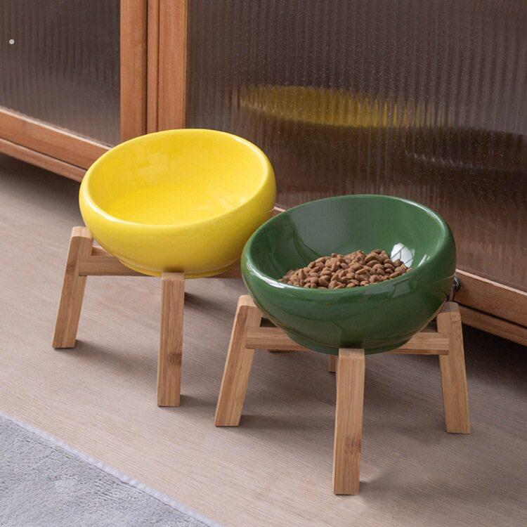陶瓷猫碗狗碗狗狗盆猫食盆猫咪粮碗保护颈椎斜口猫饮水碗良品