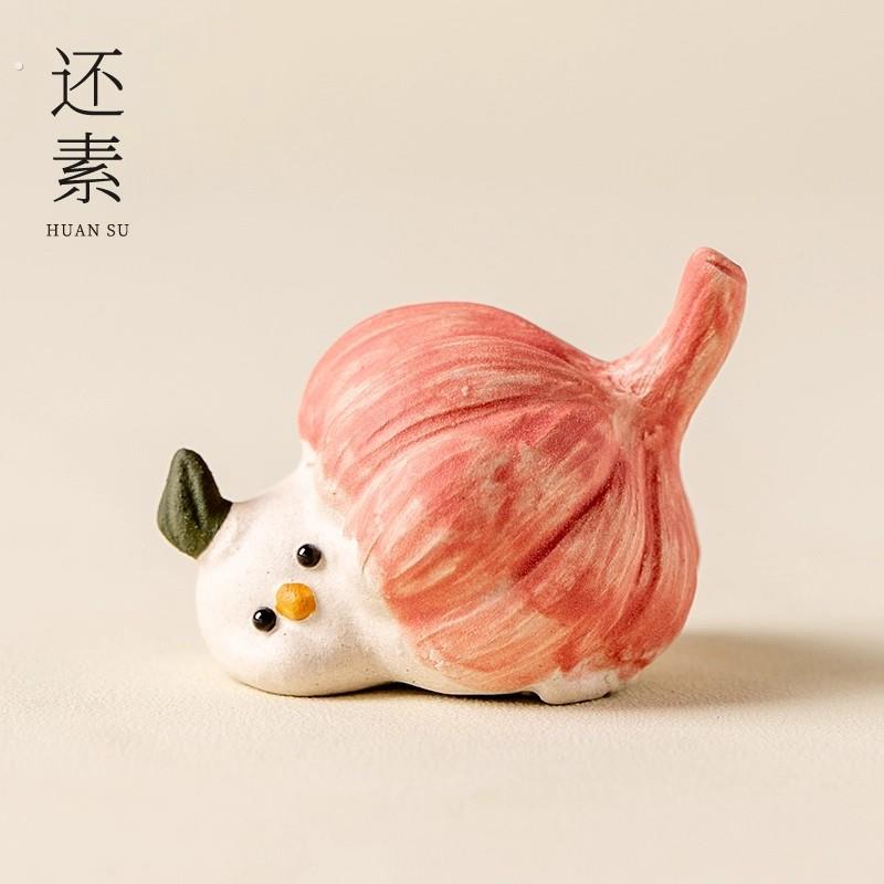 创意原矿紫砂蒜头小鸟茶宠摆件手工蒜鸟小茶玩可爱居家装饰工艺品
