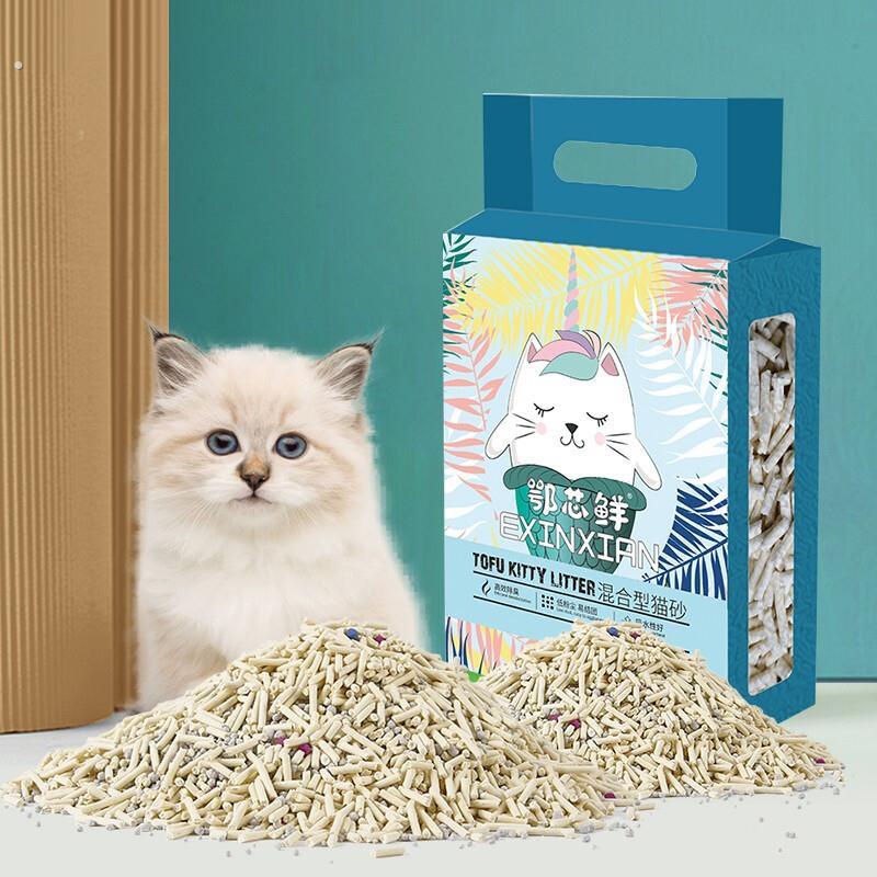 鄂芯鲜猫砂厂家豆腐猫砂非混合可冲厕所猫舍猫砂5斤10斤