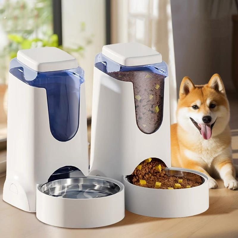 宠物大容量自动不锈钢喂食器不卡粮狗狗饮水器猫咪喂食碗狗大出口