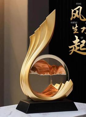 酒柜装饰品办公室装饰摆饰轻奢高档客厅电视柜流沙画 画高级风生