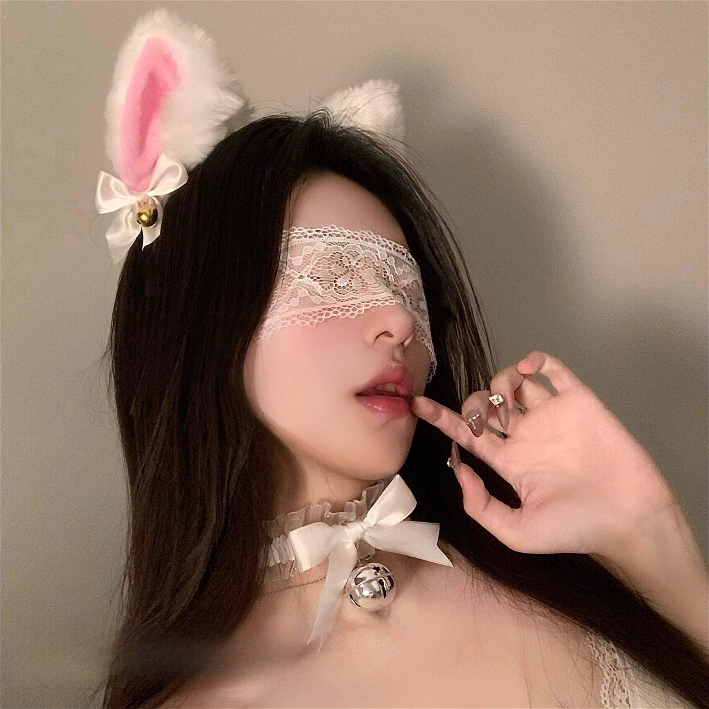 毛绒猫耳朵发夹女黑色猫咪兔子发箍头饰耶诞节装饰万圣节发饰粉色